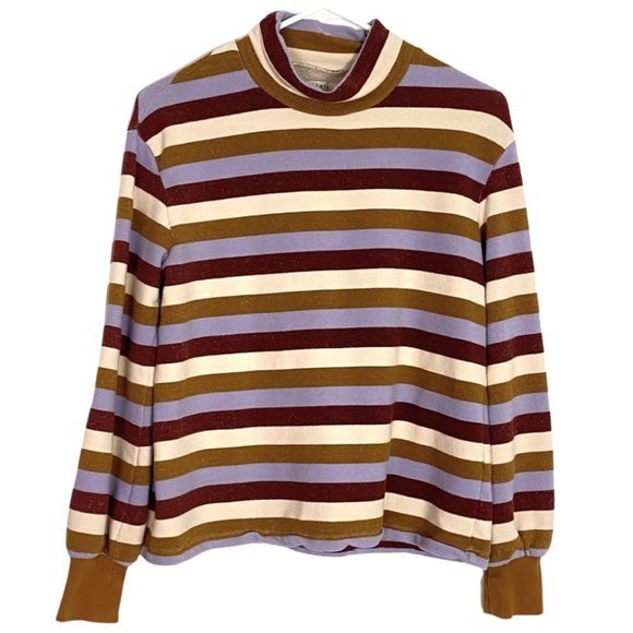 Madewell Tops - Madewell x Miles Retro Mockneck Bubble Sleeve Striped Sweatshirt Top Size XXS